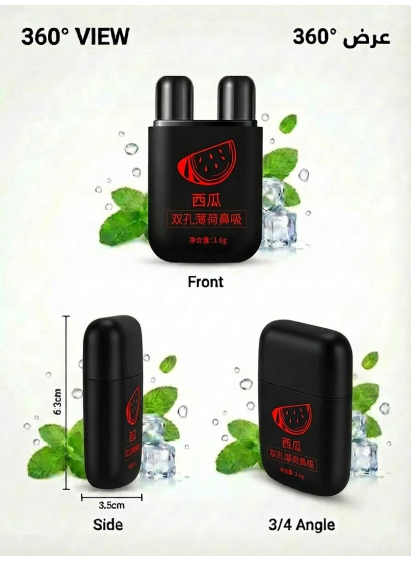 ​ عصي استنشاق الأنف بالبطيخ والنعناع 1 قطعة - ثنائي الفوهات بدون إضافات | قابل لإعادة الاستخدام ومحمول | يخفف من انسداد الأنف يُعزز التنعش | ل الراحة اليومية والقيادة والدراسة - مقبول في السعودية - Image 5